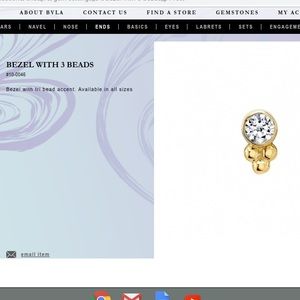 BVLA 14k Bezel 3 Beads Diamond Center & Barbell